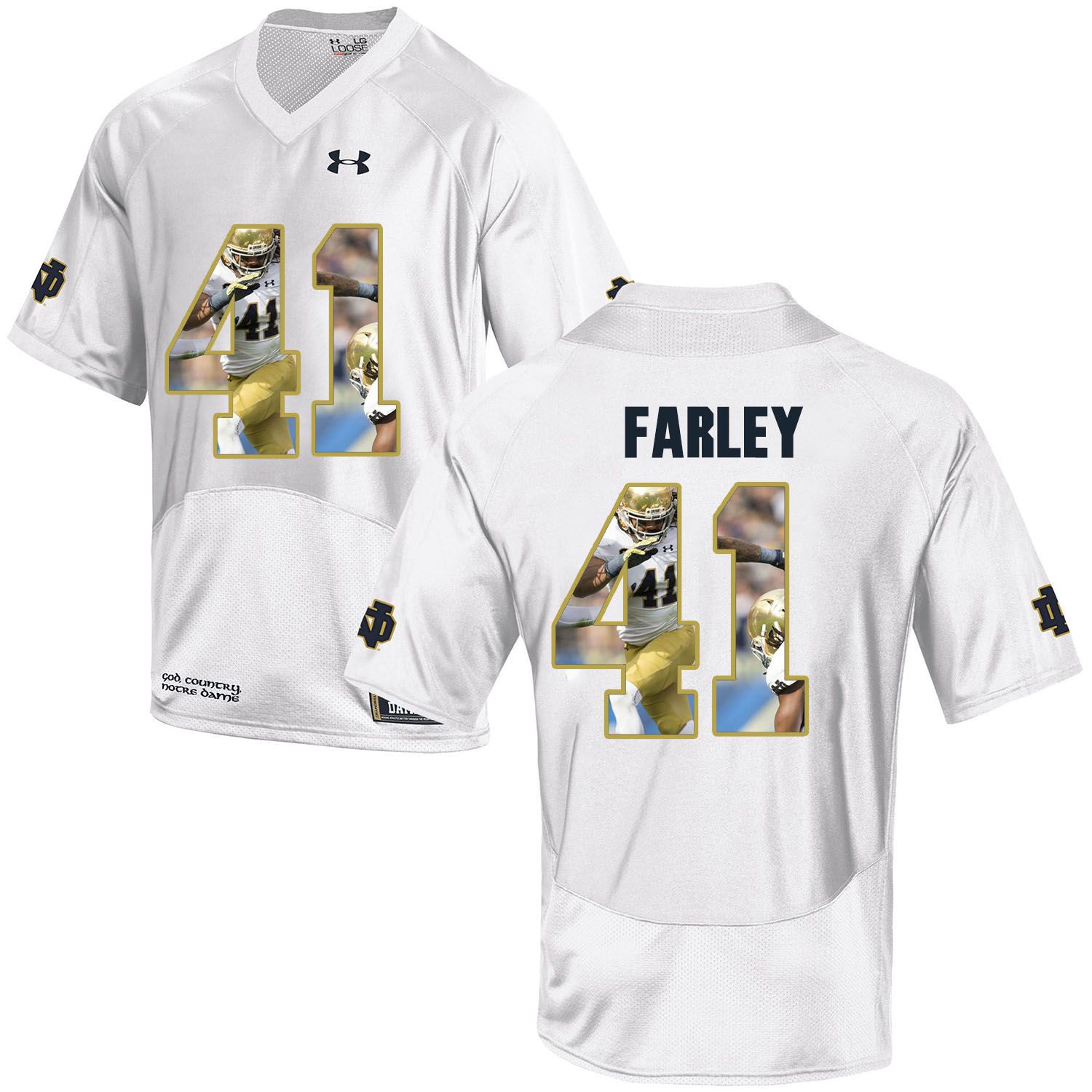 Men Norte Dame Fighting Irish #41 Farley White Fashion Edition Customized NCAA Jerseys->customized ncaa jersey->Custom Jersey